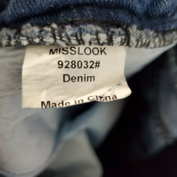Misslook Drawstring Jeans Relax Fit Denim Pants Medium Wash Fading Size Small - Picture 8 of 8